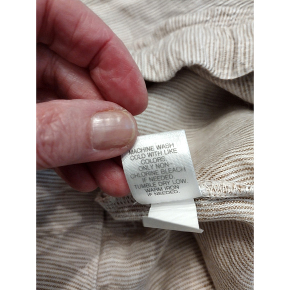 J.Jill Love 100% Linen A-Line Skirt Paperbag Waist  Pockets Tan Striped XL - Picture 9 of 10